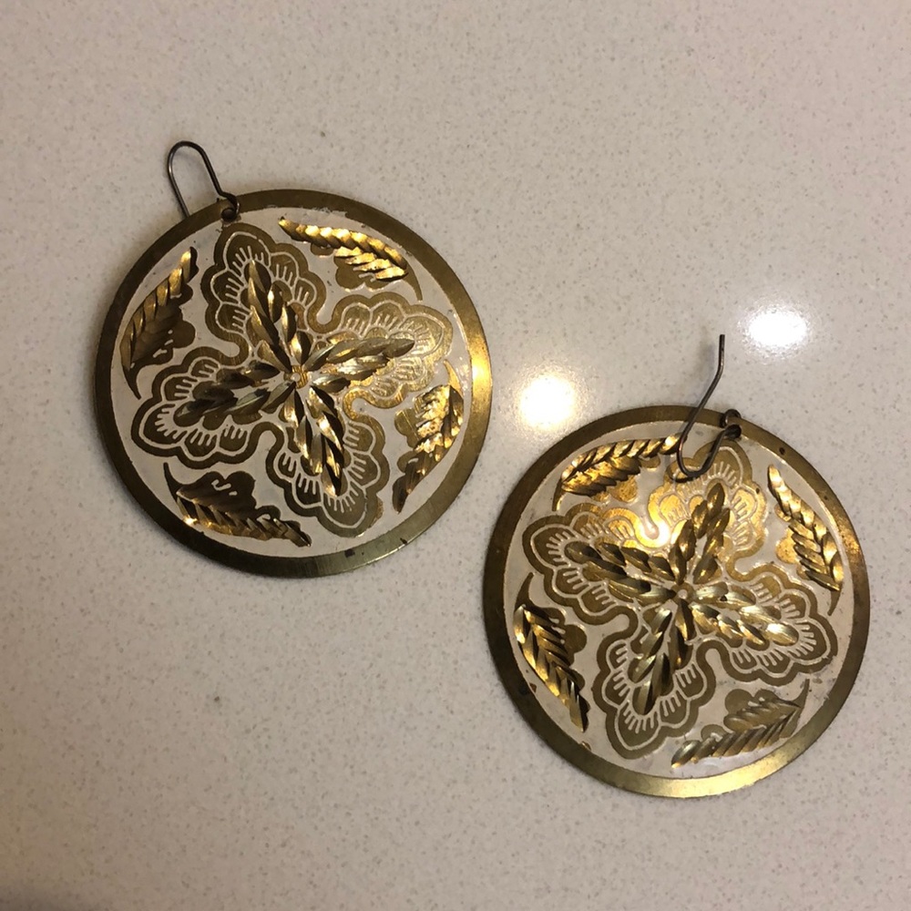 gold white light unique boutique earring